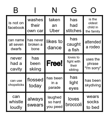 Alpert Family Bingo Card