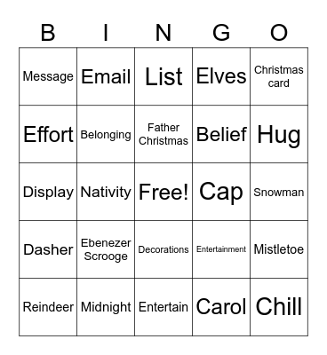 Christmas BMM Bingo Card