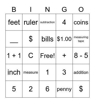 Math Questions Bingo Card