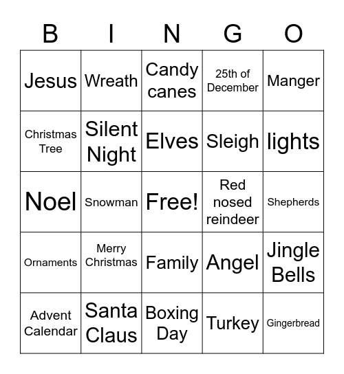 Christmas Bingo Card