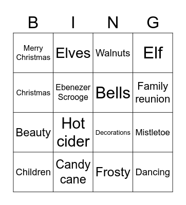 Christmas BMM Bingo Card