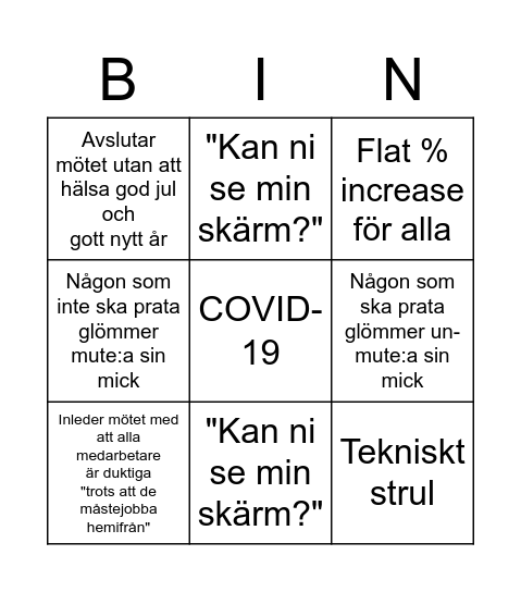 Informationsmöte Lönerevision Bingo Card