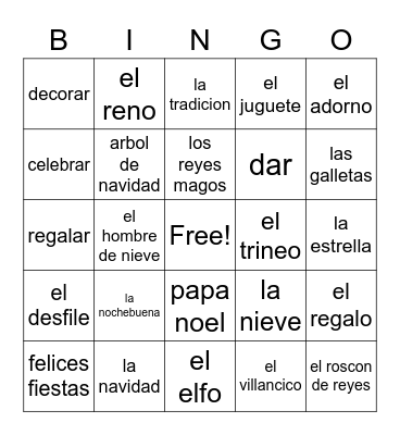 Navidad Bingo Card