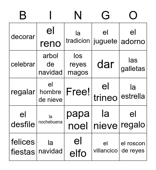 Navidad Bingo Card