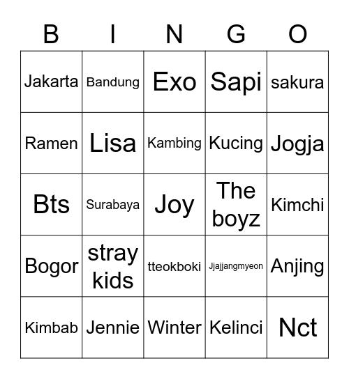 Bingo perdana Bingo Card