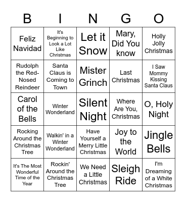 Holiday Song Bingo - Lower Grades Bingo Card
