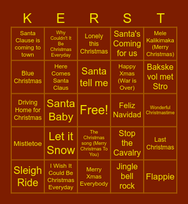 Ronde 1: Kerstliedjes Bingo Card