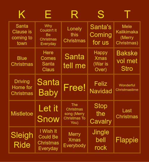 Ronde 1: Kerstliedjes Bingo Card