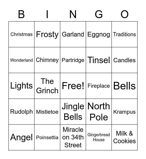 Happy Holidays Bingo Card