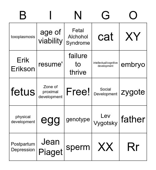 ECEI Final Review Bingo Card