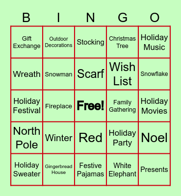 Holiday Bingo Card