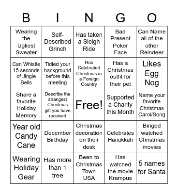 Scavenger Hunt Bingo Card