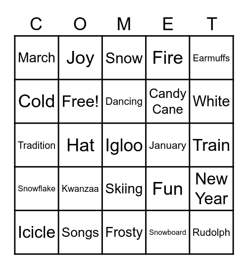 Winter Bingo Night Bingo Card