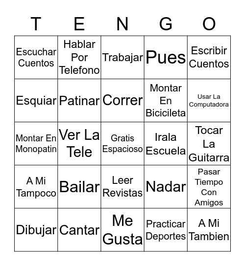 Tengo Bingo Card