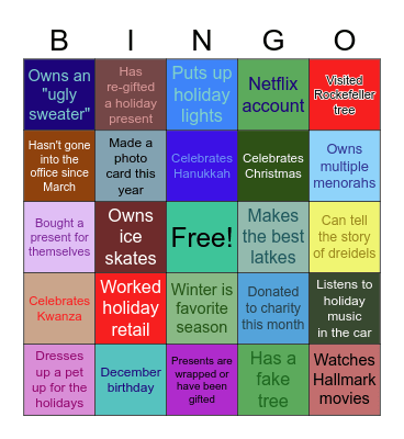 Framingham 2020 Holiday Bingo Card