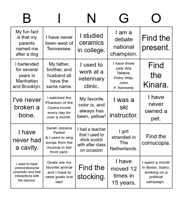HOLIDAY BINGO Card