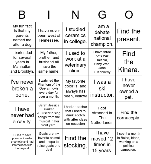 HOLIDAY BINGO Card