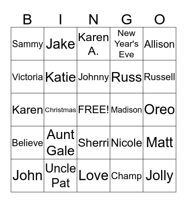 Christmas Fun!!! Bingo Card