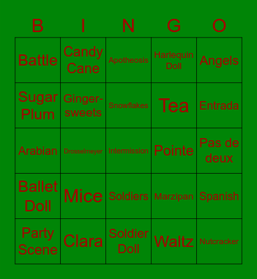 Nutcracker Bingo Card