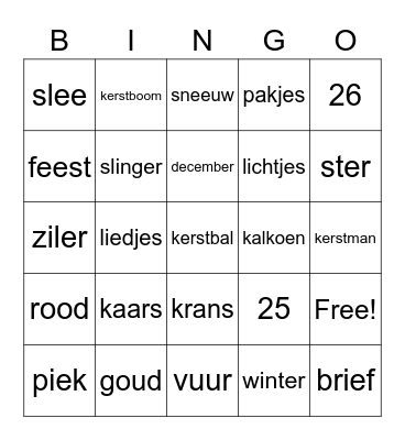 KERST Bingo Card