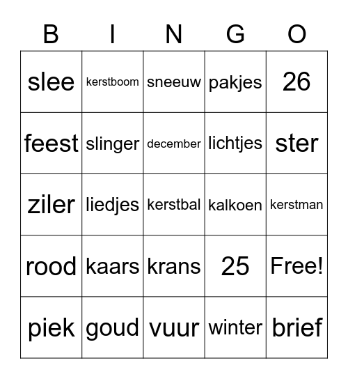 KERST Bingo Card