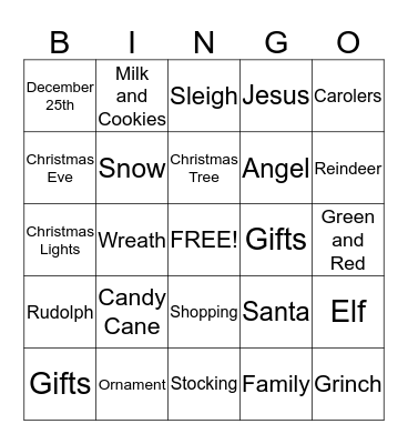 Christmas Bingo Card