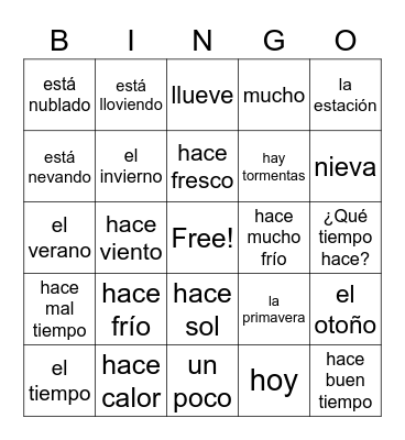 El tiempo Bingo Card