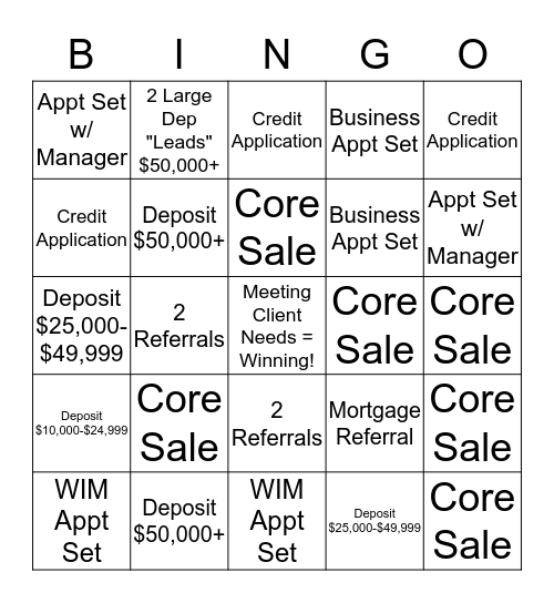 Referral Team Bingo Card