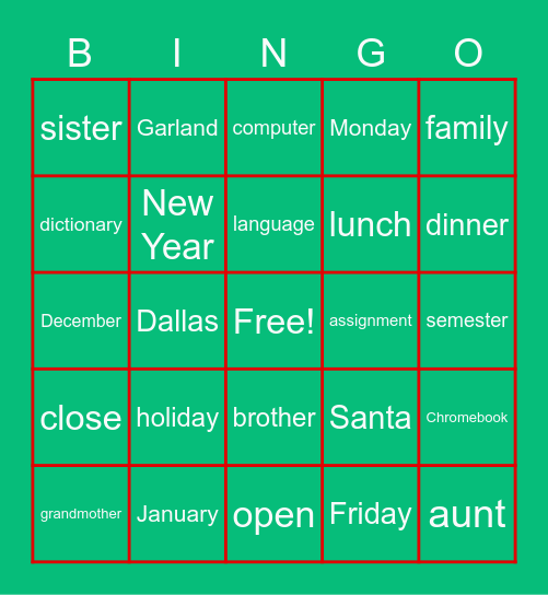 Bingo! Bingo Card