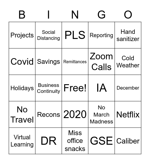 Investor Servicing's Reindeer Social Bingo Card