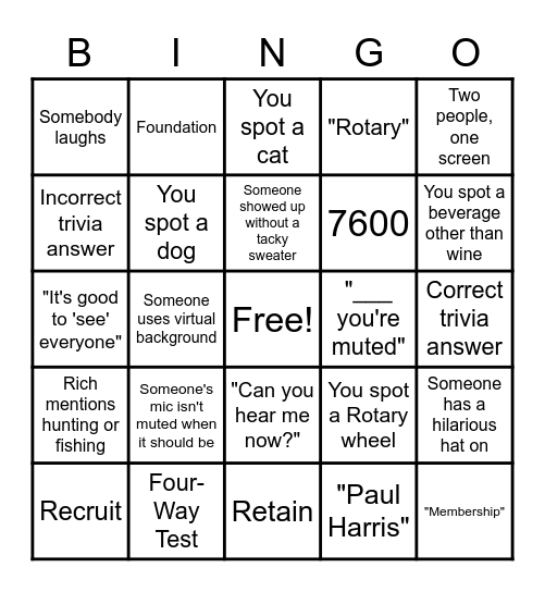 Rotary Zoom Bingo Card