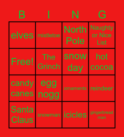 Holiday Bingo Card