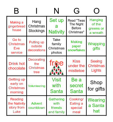 Deck the Halls Christmas BINGO Card