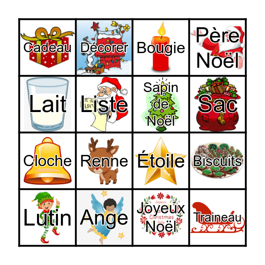 Joyeux Noël Bingo Card