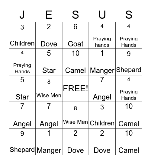 Jesus Bingo  Bingo Card