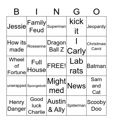TV show Bingo Card