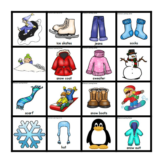 Preparing for Winter Bingo Card