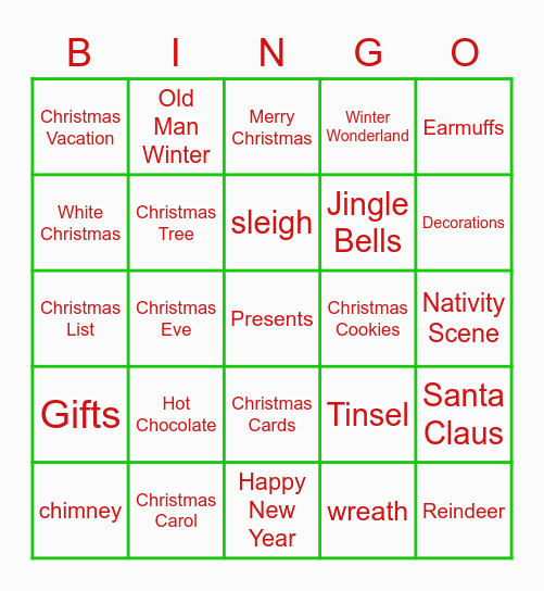 Christmas Bingo 2 Bingo Card