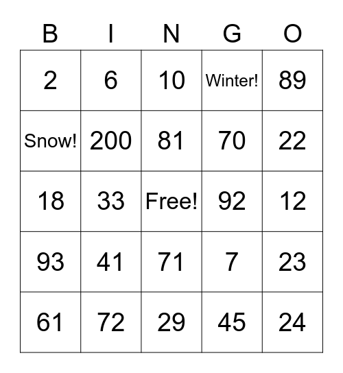 Mrs. Piano's Math BINGO Card