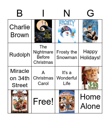 Christmas Movie Bingo Card