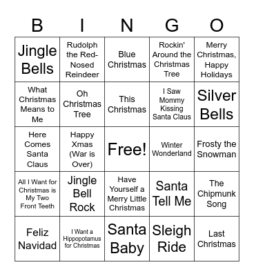 Christmas BBS Bingo Card