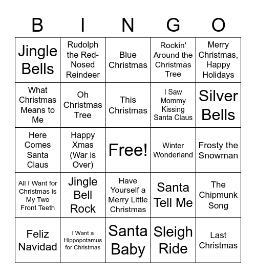Christmas BBS Bingo Card