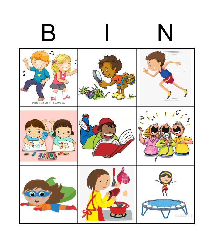 Actions Bingo Card