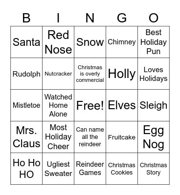 WD Business Partner Holiday BINGO Card