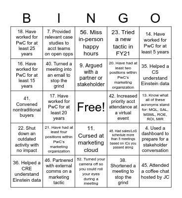 Year End Geo Bingo Game Bingo Card