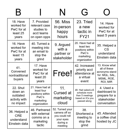 Year End Geo Bingo Game Bingo Card