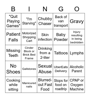 My 600-lb Life Bingo Card