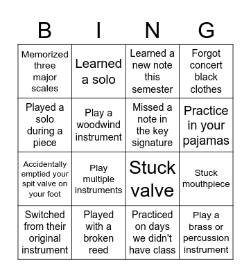 Band Bingo! Bingo Card