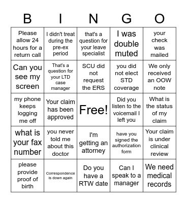 Untitled Bingo Card