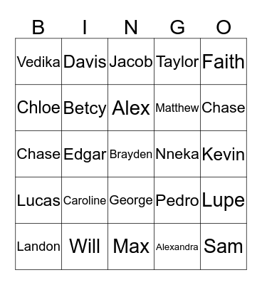 Holiday Bingo Card